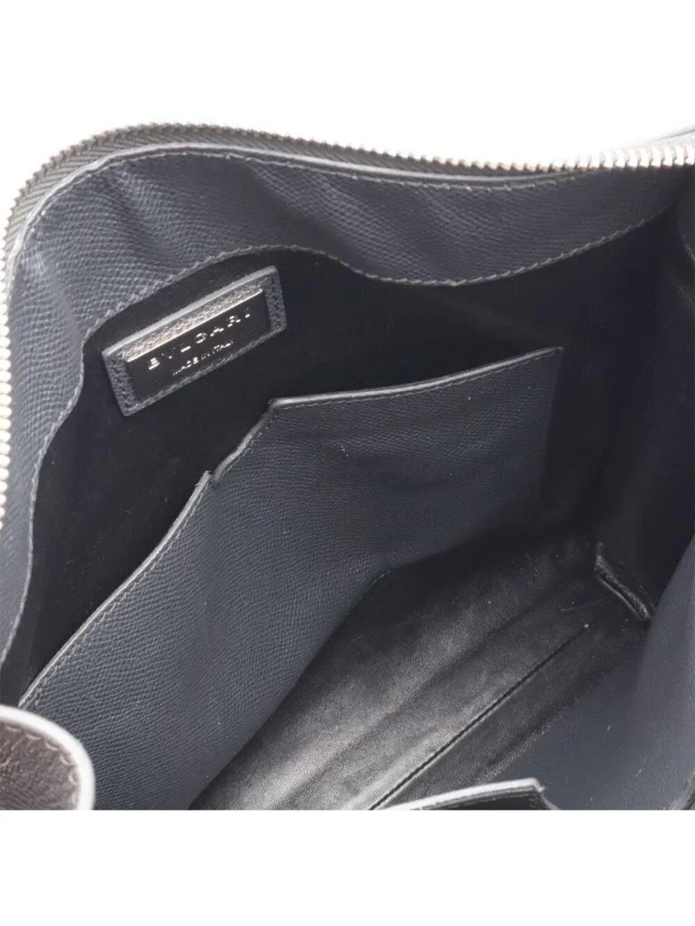 Bvlgari Man Messenger Bag Crossbody Leather Gray Silver